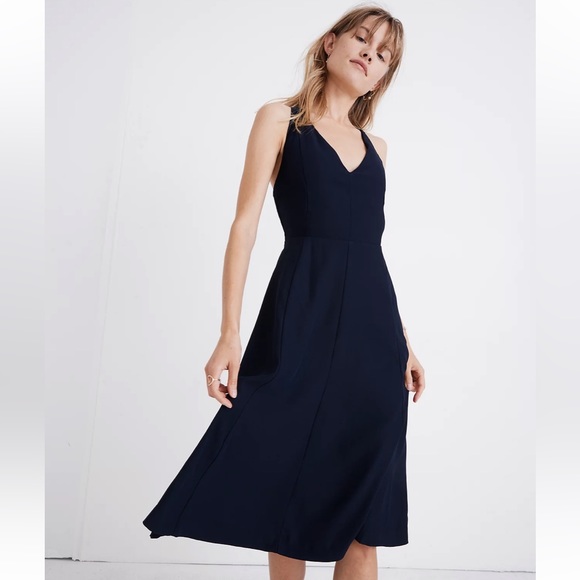 Madewell Dresses & Skirts - Madewell Cross-Back Midi Dress Navy size 2